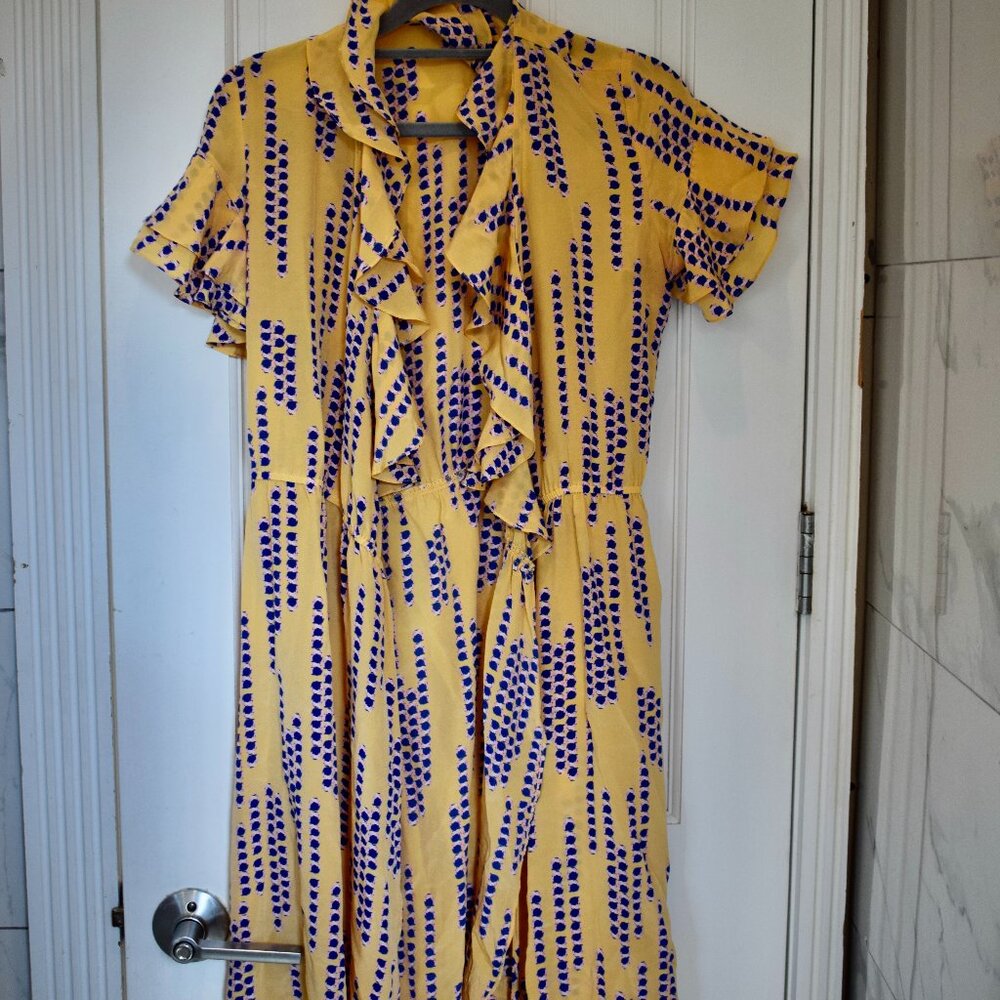 Tucker Blue and Yellow Midi Dress